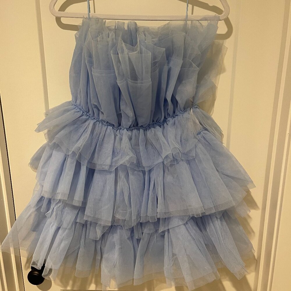 Vici Mable Strapless Tiered Tulle Mini Dress
